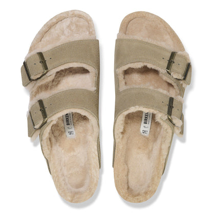 Arizona Shearling Suede Leather in Color Taupe | Birkenstock