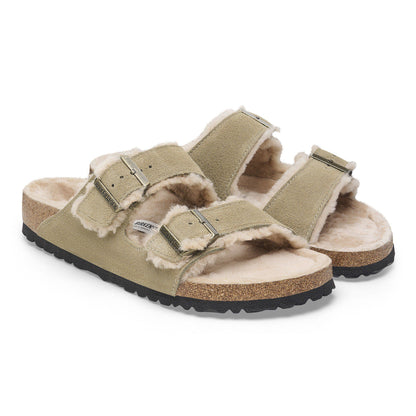 Arizona Shearling Suede Leather in Color Taupe | Birkenstock