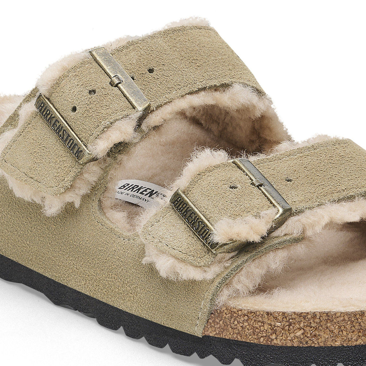 Arizona Shearling Suede Leather in Color Taupe | Birkenstock