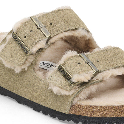 Arizona Shearling Suede Leather in Color Taupe | Birkenstock