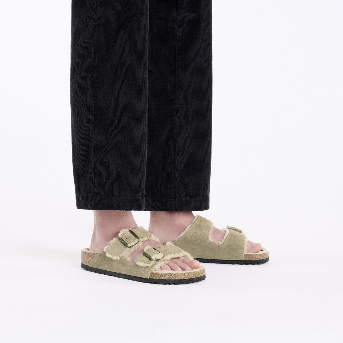 Arizona Shearling Suede Leather in Color Taupe | Birkenstock