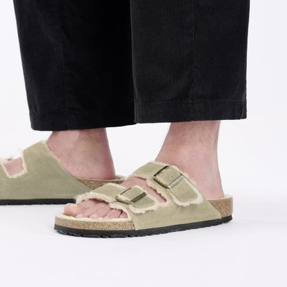 Arizona Shearling Suede Leather in Color Taupe | Birkenstock