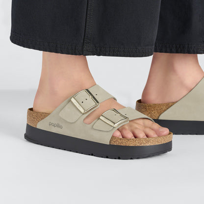 Arizona Flex Platform Nubuck Leather in Color Eucalyptus | Birkenstock