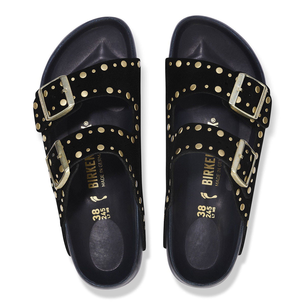 Arizona Rivets Suede Leather in Color Black | Birkenstock