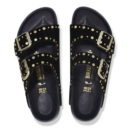 Arizona Rivets Suede Leather in Color Black | Birkenstock