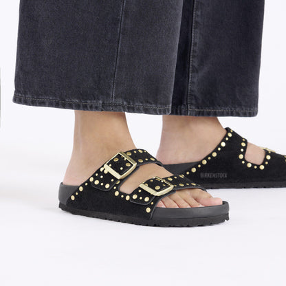 Arizona Rivets Suede Leather in Color Black | Birkenstock