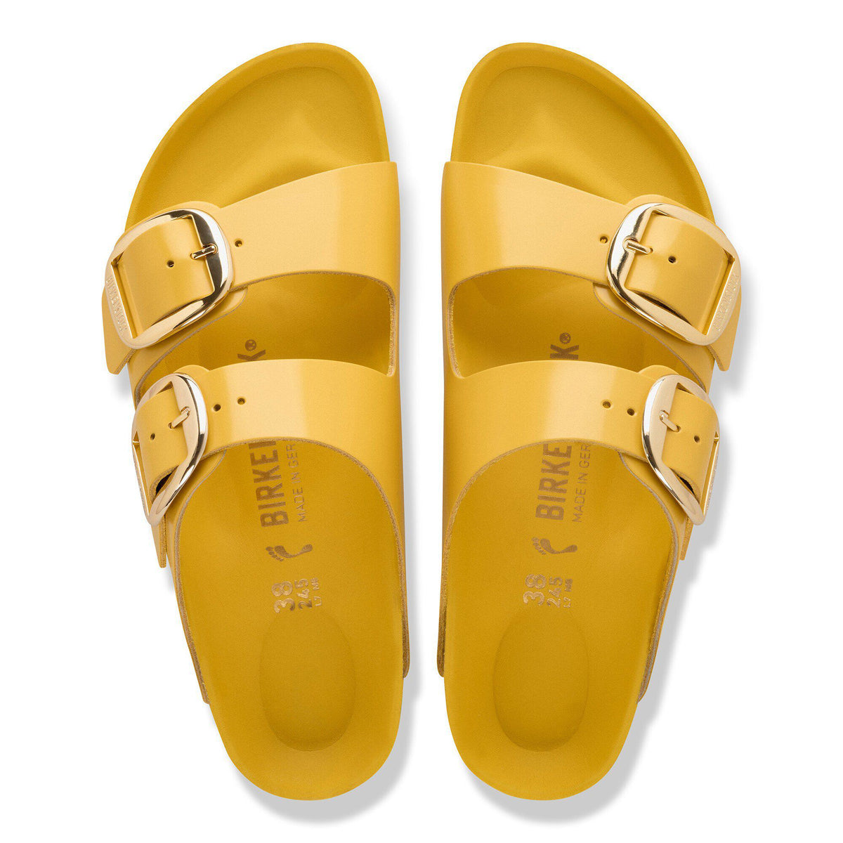 Arizona Big Buckle Natural Leather Patent in Color High-Shine Ochre | Birkenstock