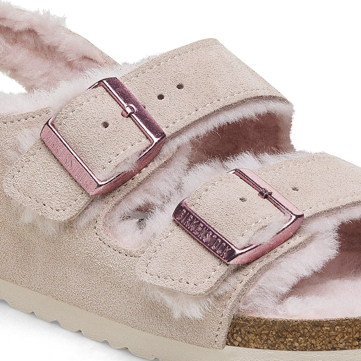 Milano Suede Shearling Suede Leather-Shearling in Color Light Rose | Birkenstock