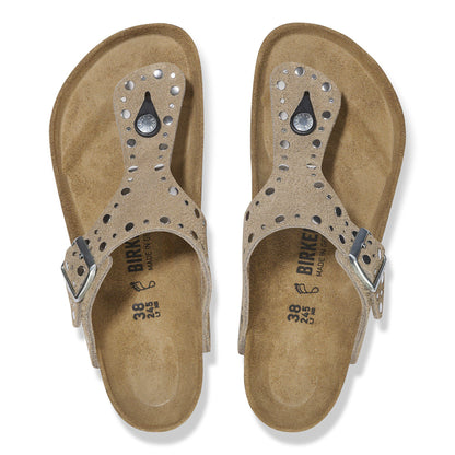 Gizeh Rivets Suede Leather in Color Taupe | Birkenstock