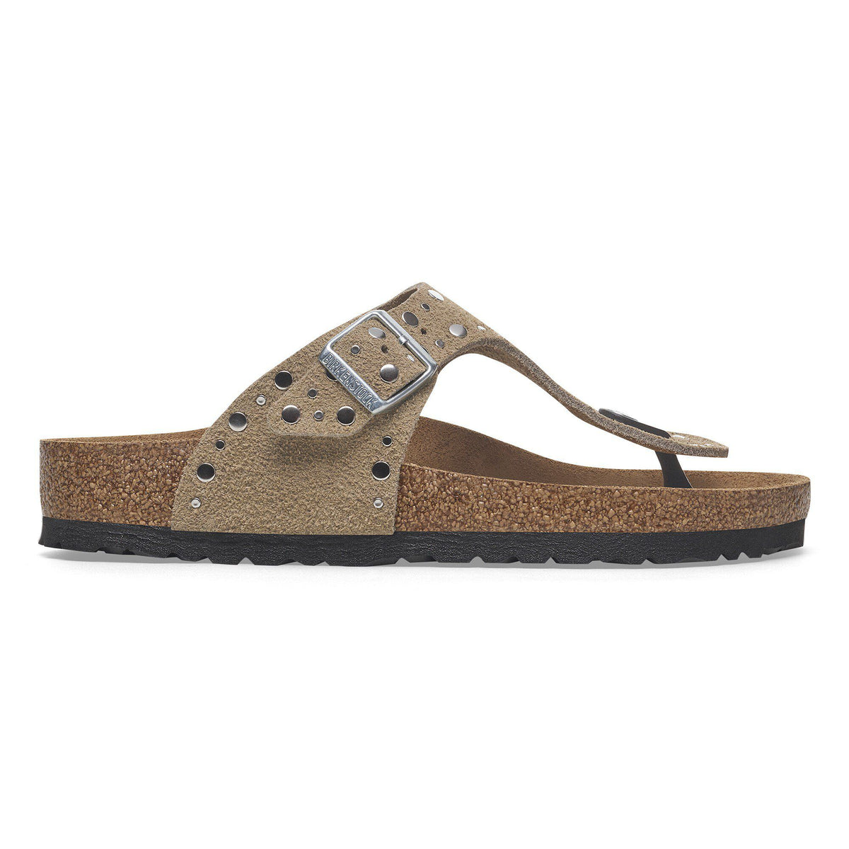 Gizeh Rivets Suede Leather in Color Taupe | Birkenstock