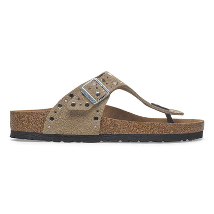 Gizeh Rivets Suede Leather in Color Taupe | Birkenstock