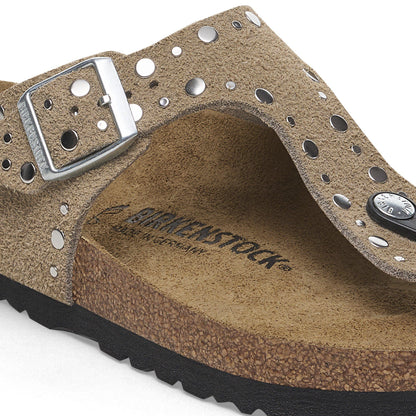 Gizeh Rivets Suede Leather in Color Taupe | Birkenstock