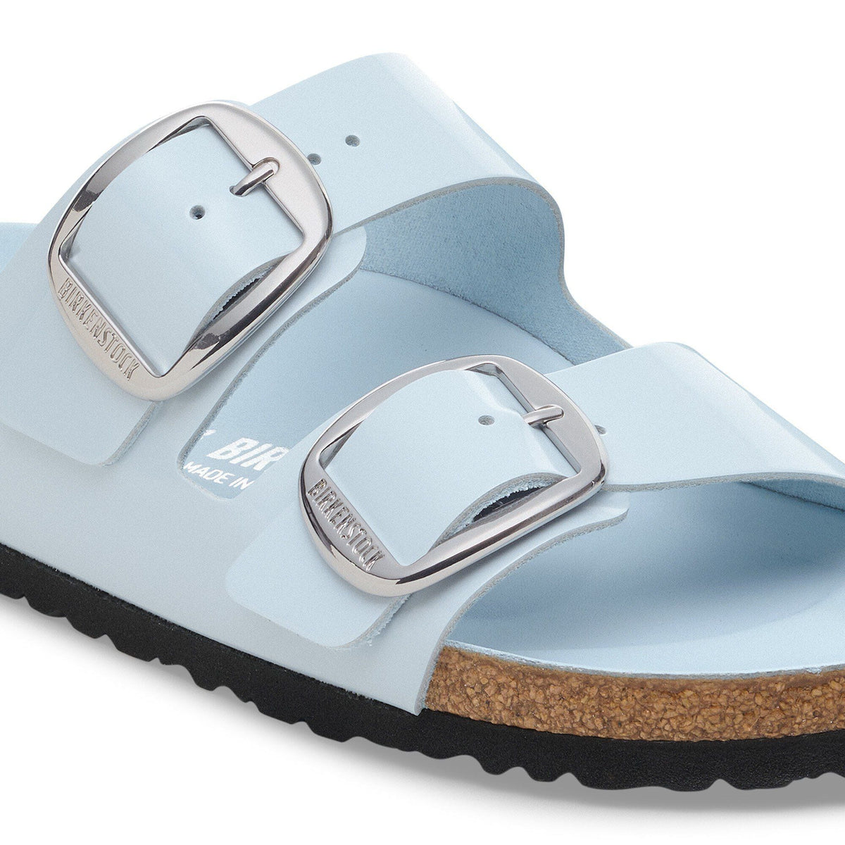 Arizona Big Buckle Natural Leather Patent in Color High Shine Baby Blue | Birkenstock