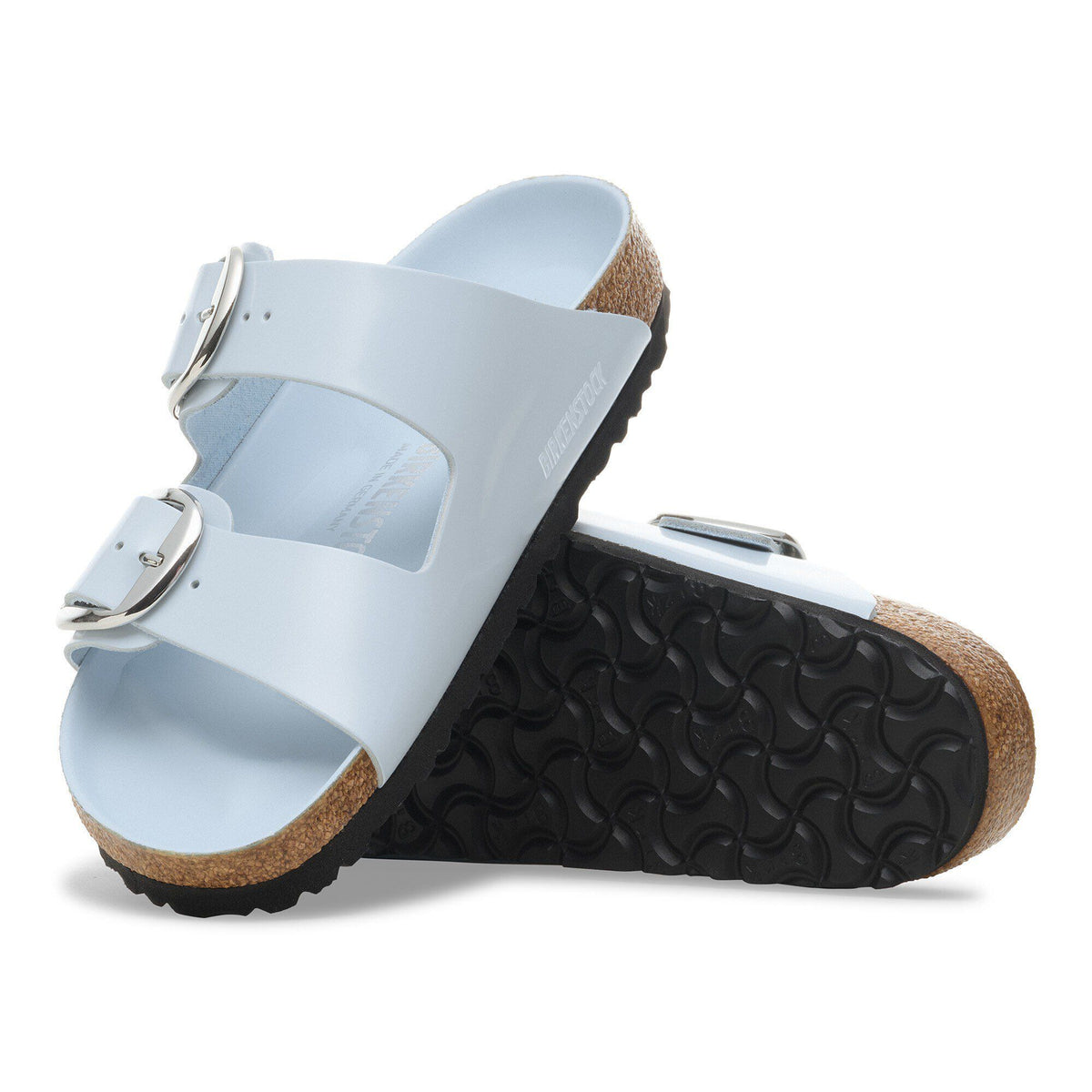 Arizona Big Buckle Natural Leather Patent in Color High Shine Baby Blue | Birkenstock