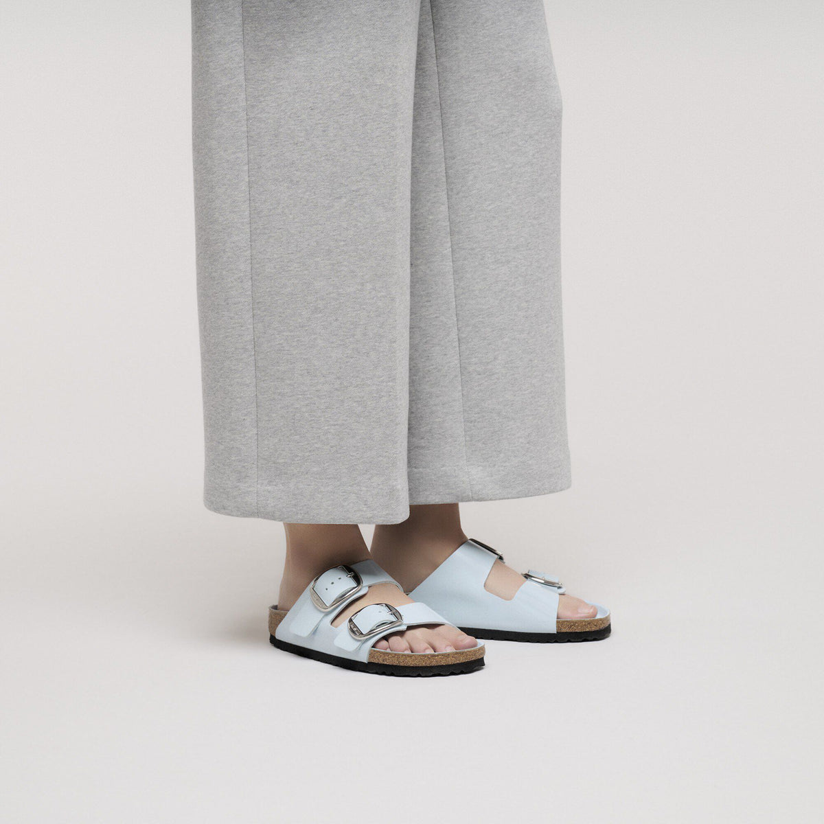 Arizona Big Buckle Natural Leather Patent in Color High Shine Baby Blue | Birkenstock