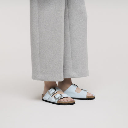 Arizona Big Buckle Natural Leather Patent in Color High Shine Baby Blue | Birkenstock