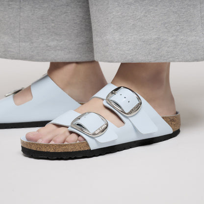 Arizona Big Buckle Natural Leather Patent in Color High Shine Baby Blue | Birkenstock