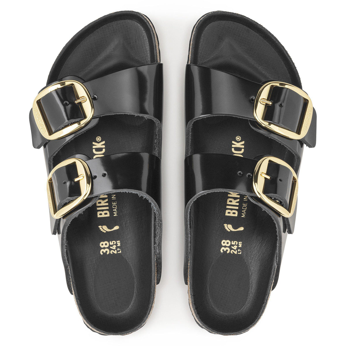 Arizona Big Buckle Natural Leather Patent in Color High Shine Black | Birkenstock