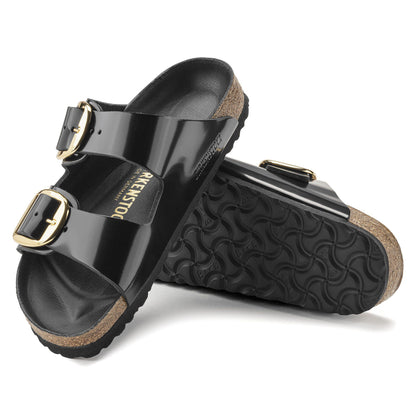 Arizona Big Buckle Natural Leather Patent in Color High Shine Black | Birkenstock