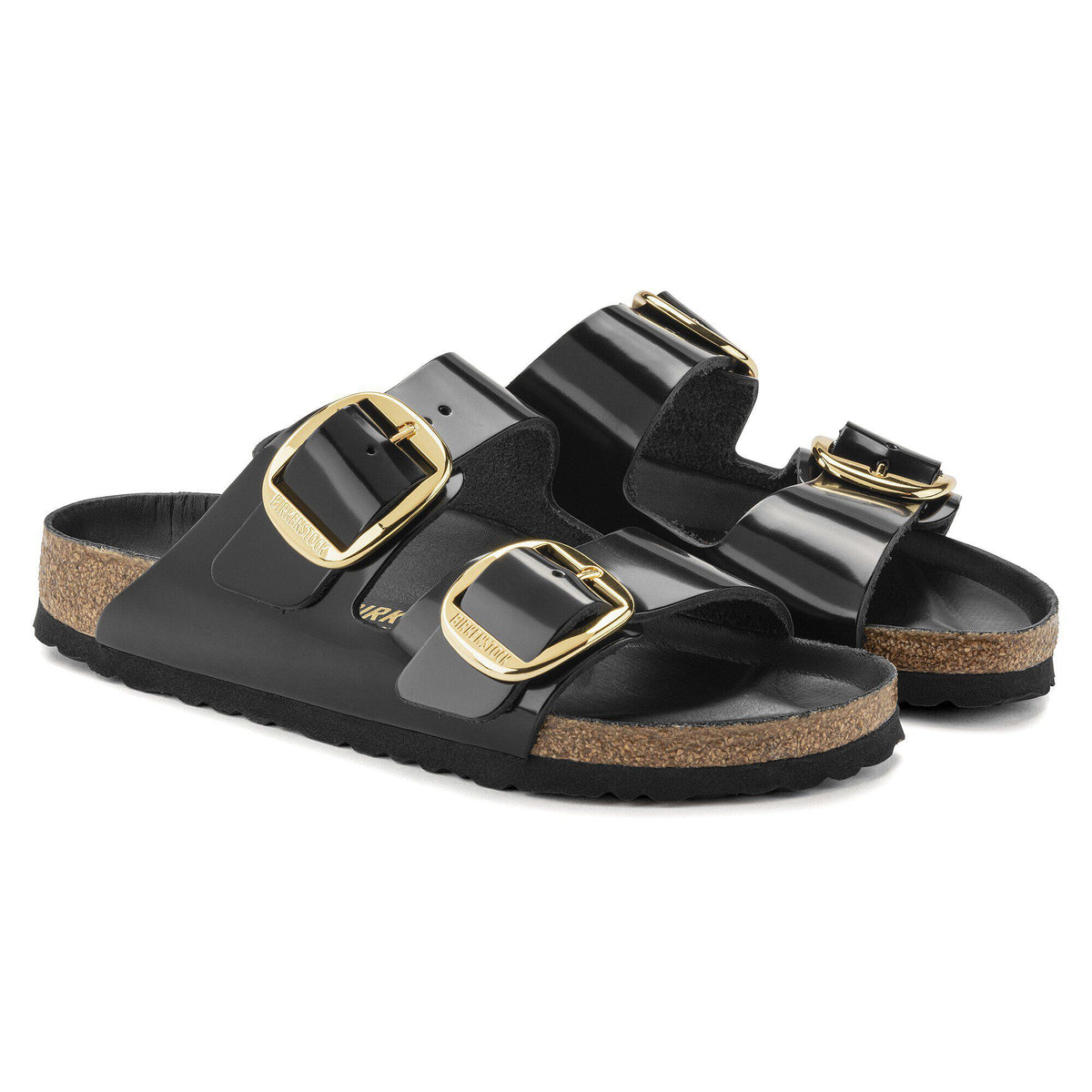 Arizona Big Buckle Natural Leather Patent in Color High Shine Black | Birkenstock