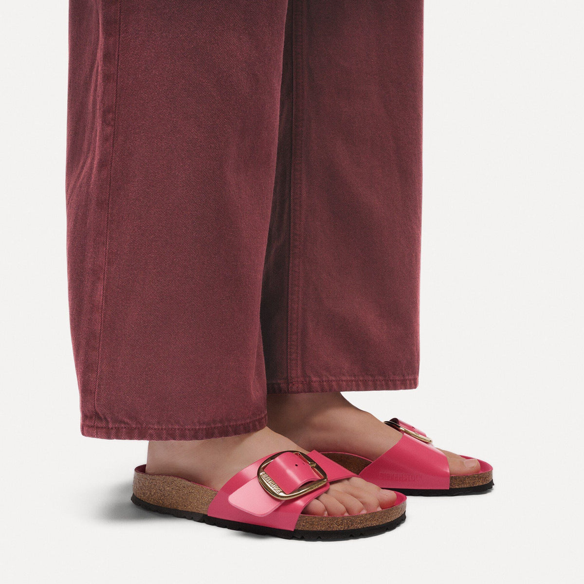 Madrid Big Buckle Natural Leather Patent in Color High-Shine Fuchsia Tulip | Birkenstock