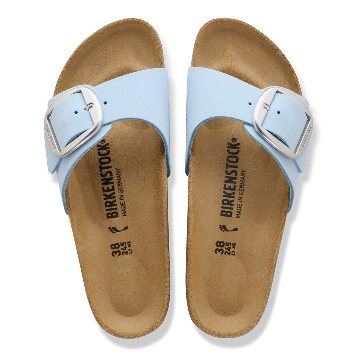 Madrid Big Buckle Nubuck Leather in Color Baby Blue | Birkenstock