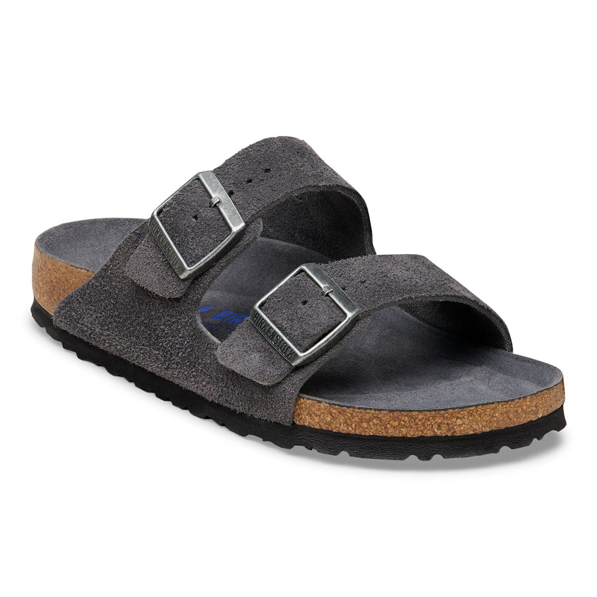 Arizona Soft Footbed Suede Leather in Color Charcoal Tonal | Birkenstock