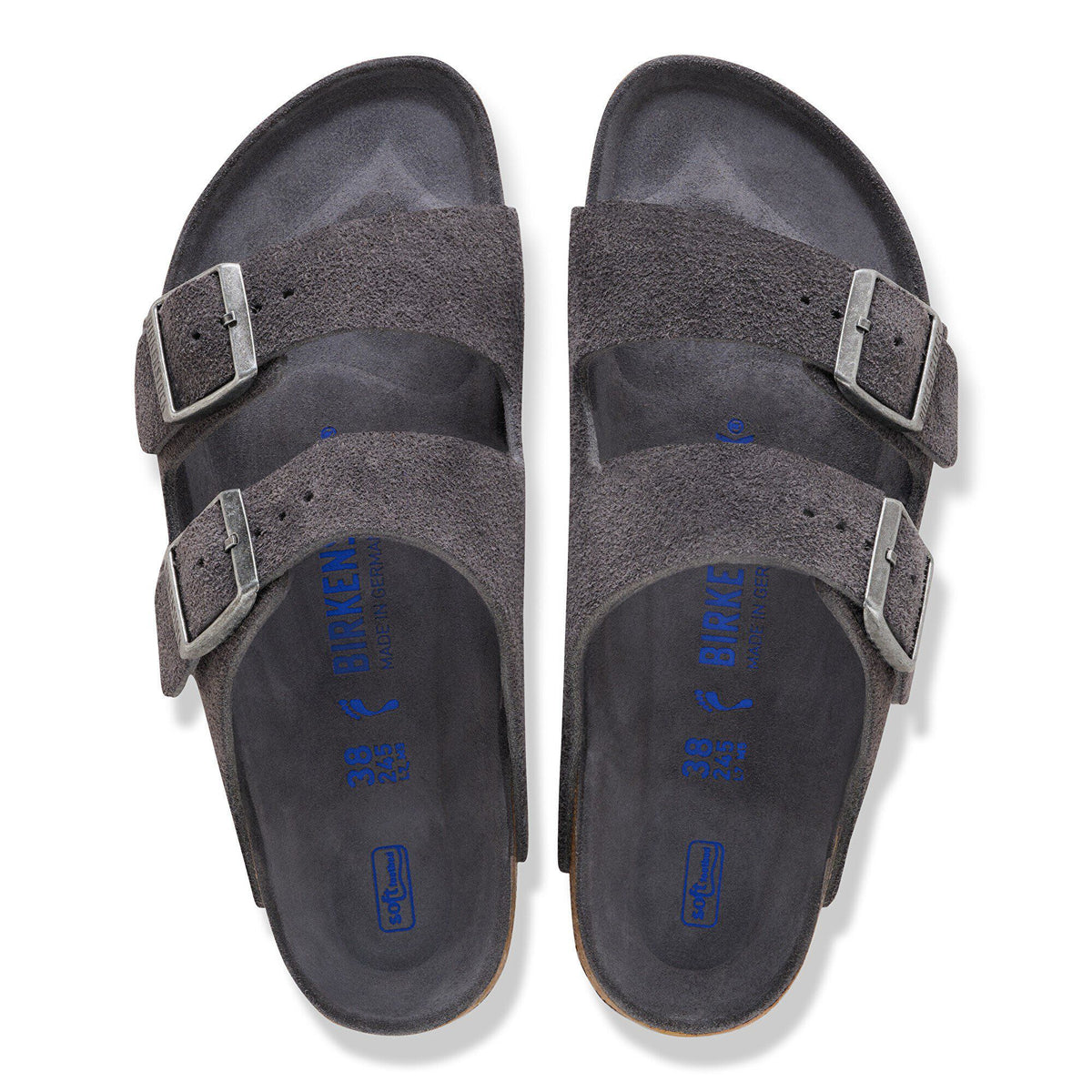 Arizona Soft Footbed Suede Leather in Color Charcoal Tonal | Birkenstock