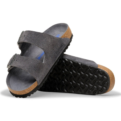 Arizona Soft Footbed Suede Leather in Color Charcoal Tonal | Birkenstock