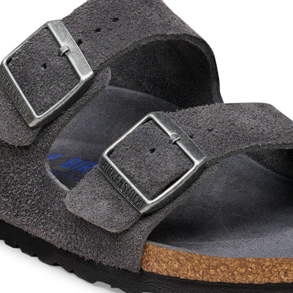 Arizona Soft Footbed Suede Leather in Color Charcoal Tonal | Birkenstock