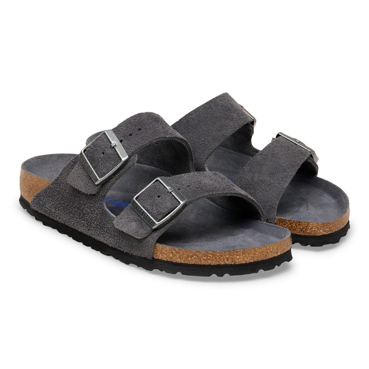 Arizona Soft Footbed Suede Leather in Color Charcoal Tonal | Birkenstock