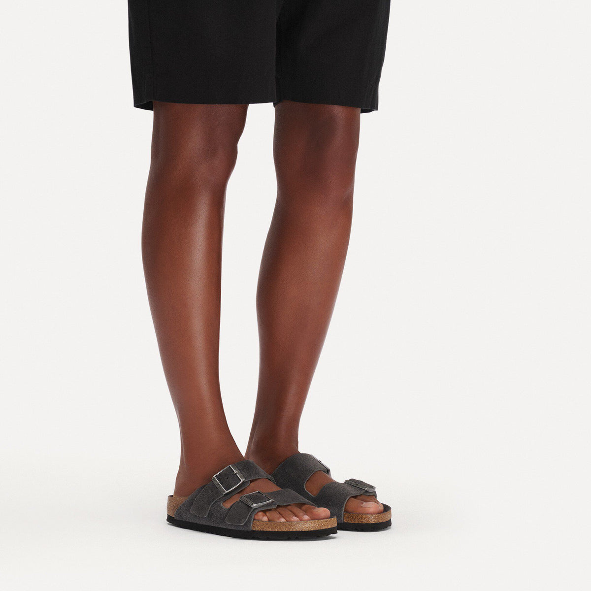 Arizona Soft Footbed Suede Leather in Color Charcoal Tonal | Birkenstock