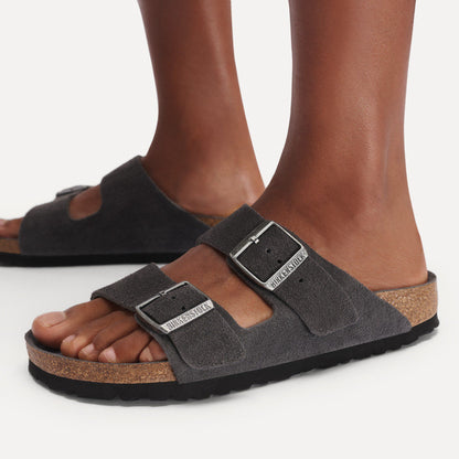 Arizona Soft Footbed Suede Leather in Color Charcoal Tonal | Birkenstock