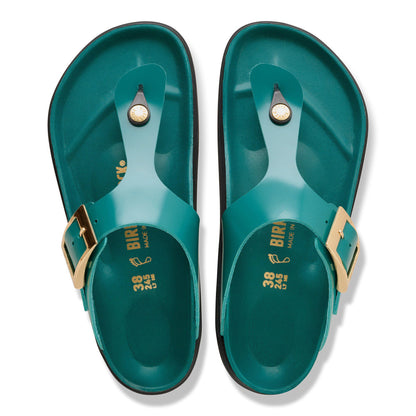 Gizeh Droplet Buckle Natural Leather Patent in Color High-Shine Dark Teal | Birkenstock