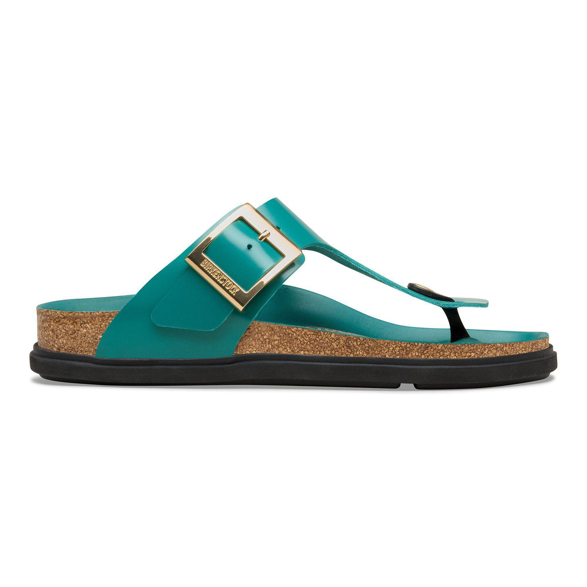 Gizeh Droplet Buckle Natural Leather Patent in Color High-Shine Dark Teal | Birkenstock