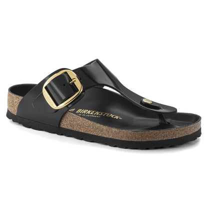 Gizeh Big Buckle Natural Leather Patent in Color High Shine Black | Birkenstock