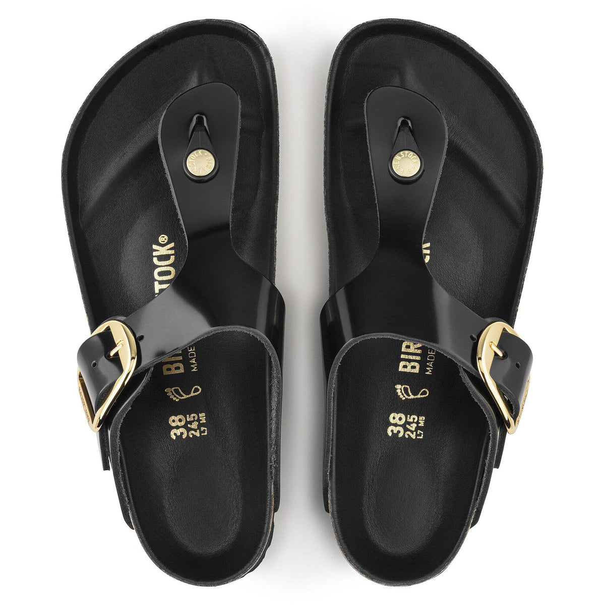 Gizeh Big Buckle Natural Leather Patent in Color High Shine Black | Birkenstock