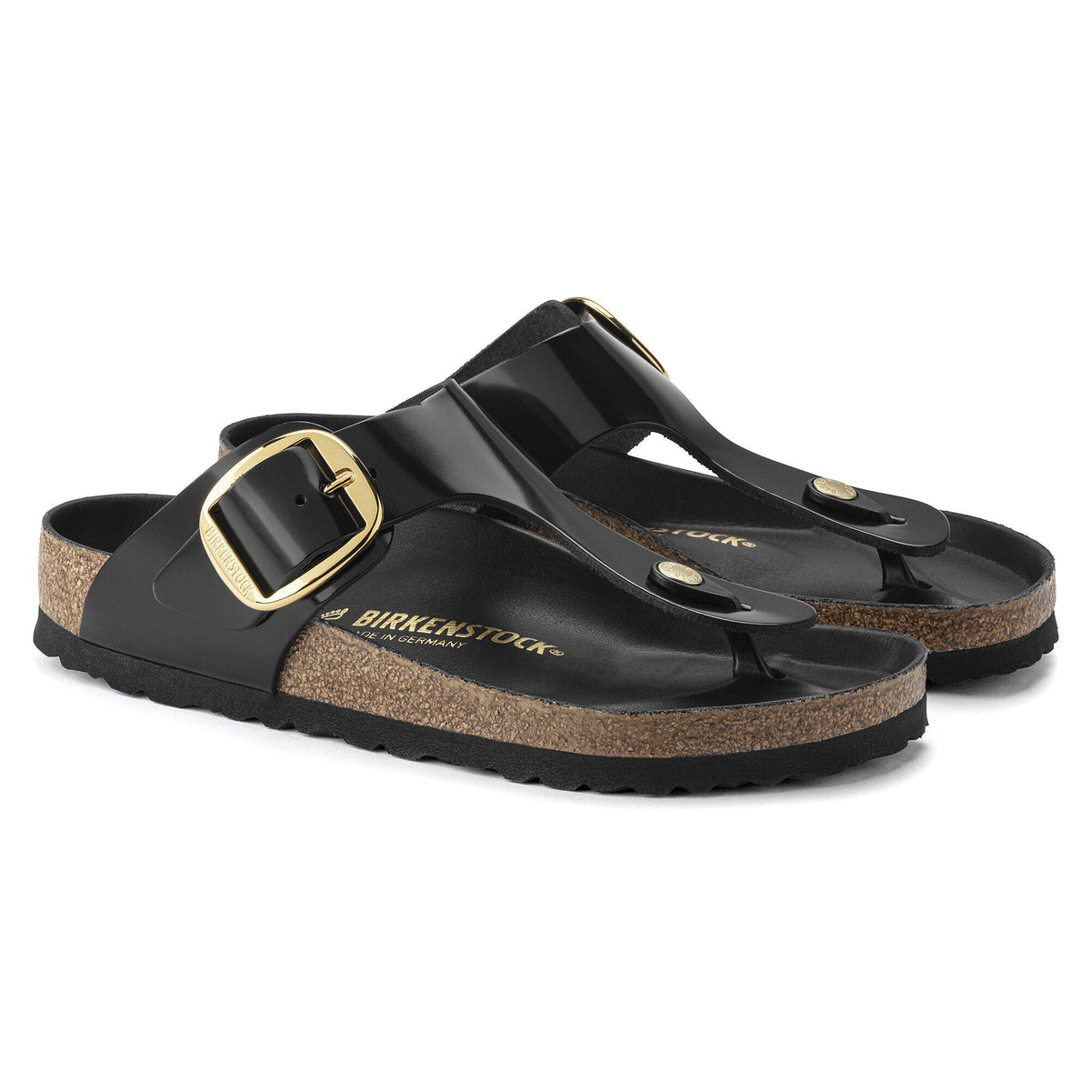 Gizeh Big Buckle Natural Leather Patent in Color High Shine Black | Birkenstock