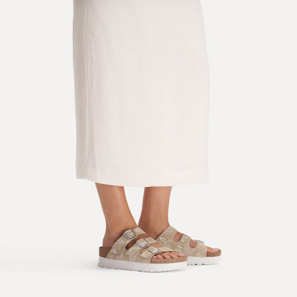Florida Flex Platform Nubuck Leather in Color Oyster Flower | Birkenstock