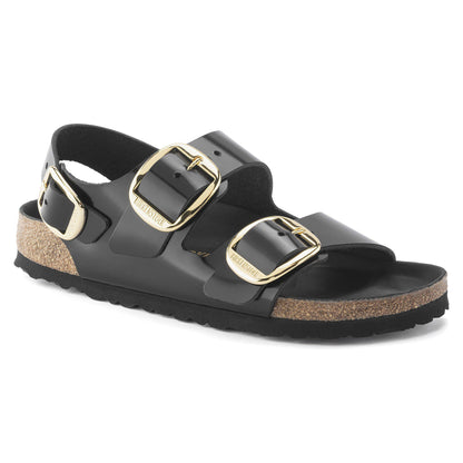 Milano Big Buckle Natural Leather Patent in Color High Shine Black | Birkenstock