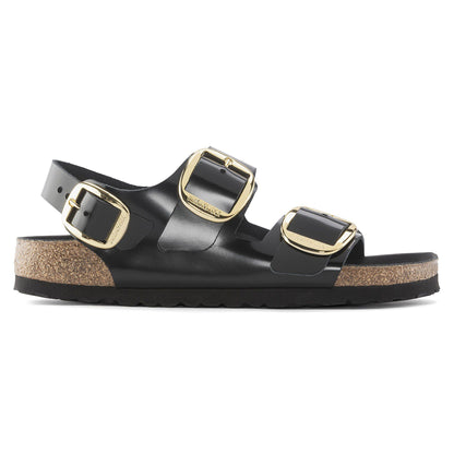 Milano Big Buckle Natural Leather Patent in Color High Shine Black | Birkenstock