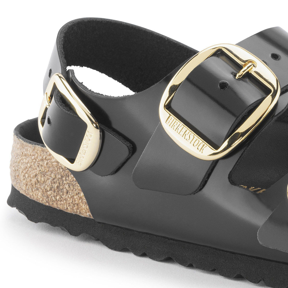 Milano Big Buckle Natural Leather Patent in Color High Shine Black | Birkenstock
