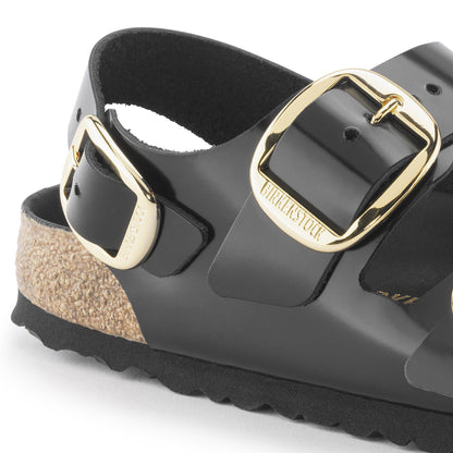 Milano Big Buckle Natural Leather Patent in Color High Shine Black | Birkenstock