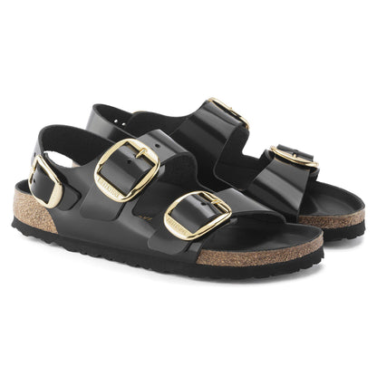 Milano Big Buckle Natural Leather Patent in Color High Shine Black | Birkenstock