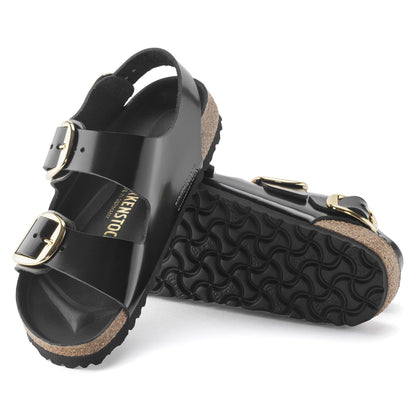 Milano Big Buckle Natural Leather Patent in Color High Shine Black | Birkenstock