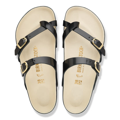 Mayari Natural Leather Patent in Color High-Shine Black/Ecru | Birkenstock