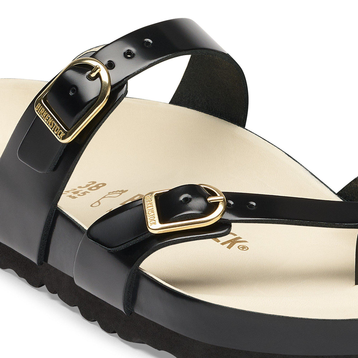 Mayari Natural Leather Patent in Color High-Shine Black/Ecru | Birkenstock