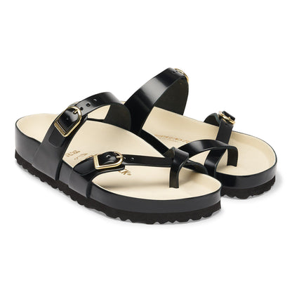 Mayari Natural Leather Patent in Color High-Shine Black/Ecru | Birkenstock