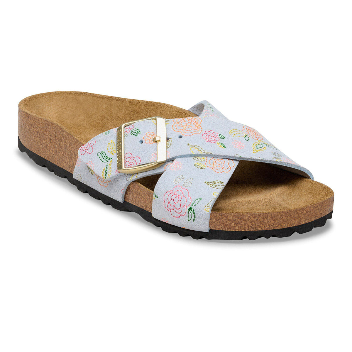 Siena Suede Leather in Color Baby Blue Flower Print | Birkenstock