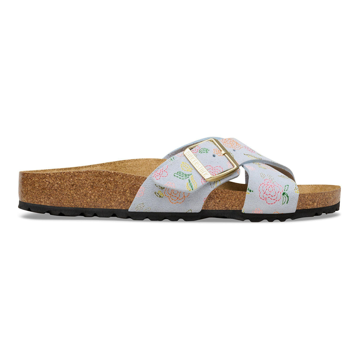 Siena Suede Leather in Color Baby Blue Flower Print | Birkenstock